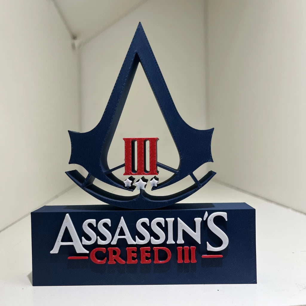 Placa Assassin's Creed 3 – Letreiro Gamer Mesa, Enfeite Setup, Connor Kenway 🪓🦅