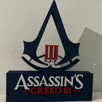 Placa Assassin's Creed 3 – Letreiro Gamer Mesa, Enfeite Setup, Connor Kenway 🪓🦅