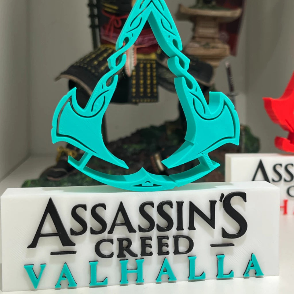 Placa Assassin's Creed Valhalla – Letreiro Gamer Mesa, Enfeite Setup, Eivor Viking 🪓🛡️