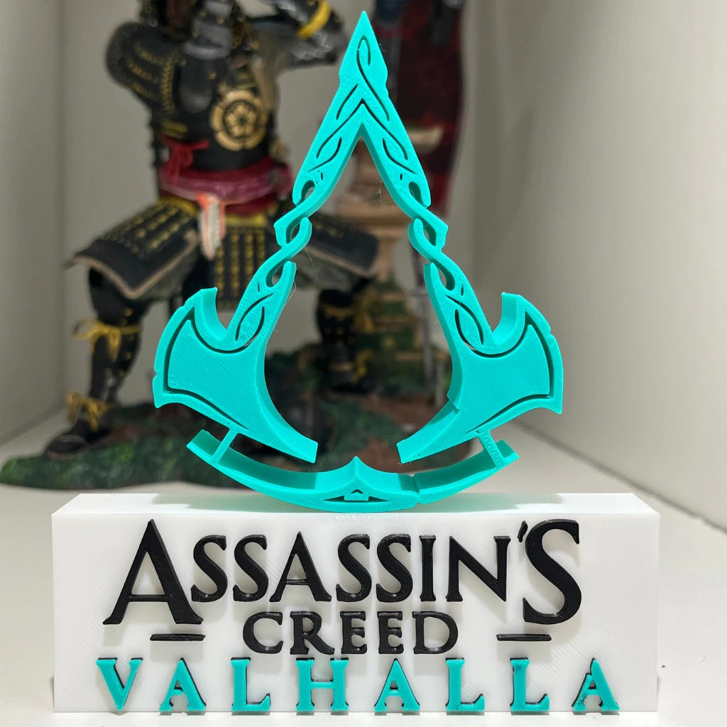 Placa Assassin's Creed Valhalla – Letreiro Gamer Mesa, Enfeite Setup, Eivor Viking 🪓🛡️