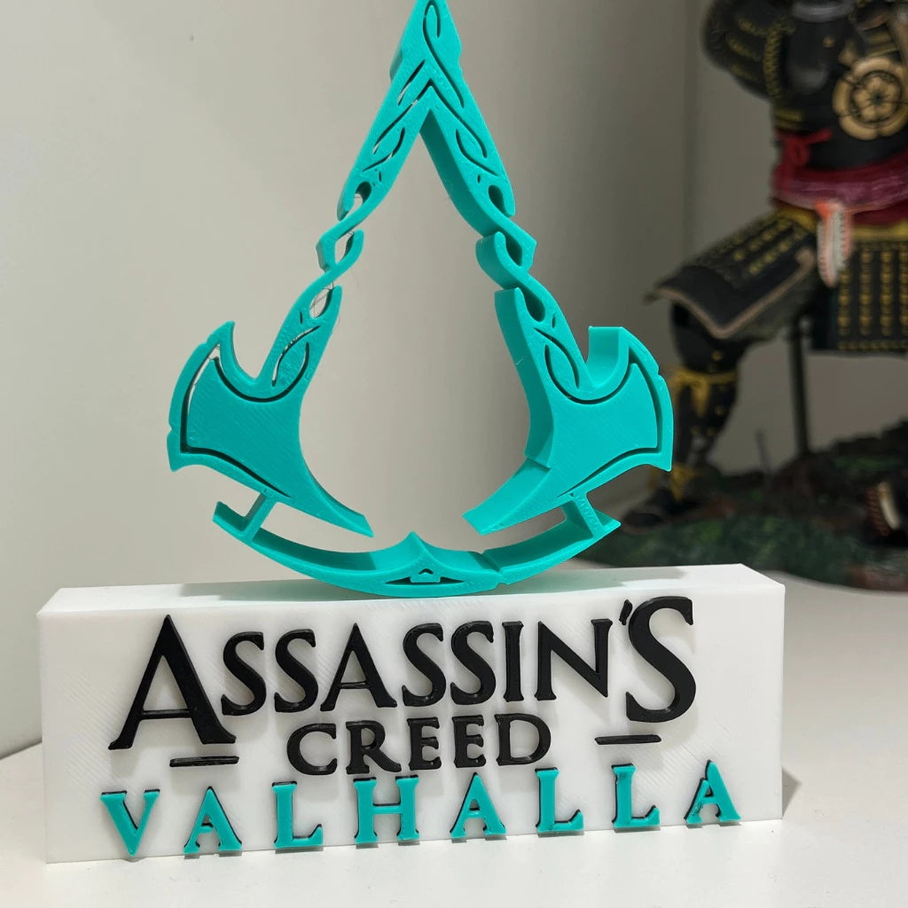 Placa Assassin's Creed Valhalla – Letreiro Gamer Mesa, Enfeite Setup, Eivor Viking 🪓🛡️