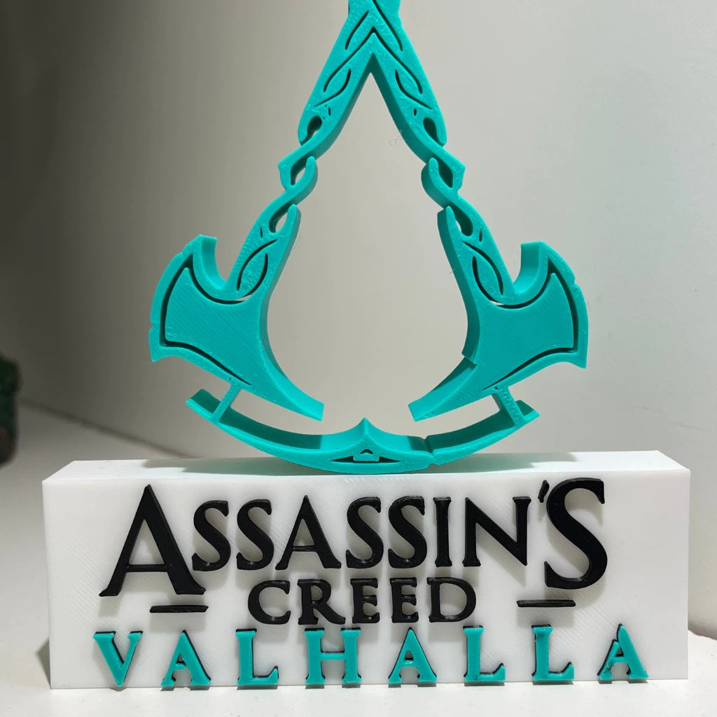 Placa Assassin's Creed Valhalla – Letreiro Gamer Mesa, Enfeite Setup, Eivor Viking 🪓🛡️