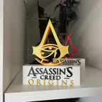 Placa Assassin's Creed Origins – Letreiro Gamer Mesa, Enfeite Setup, Olho de Hórus 👁️☀️