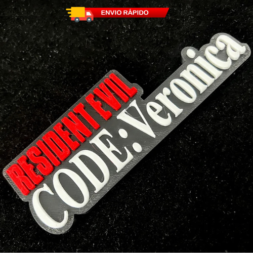 Placa Resident Evil Code: Veronica – Letreiro Logo Gamer, Enfeite Estante 🧬💎