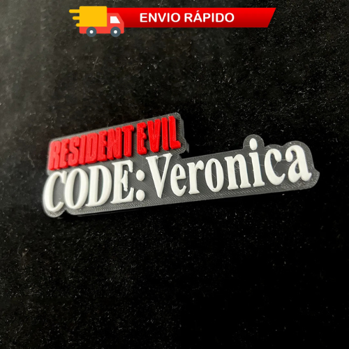 Placa Resident Evil Code: Veronica – Letreiro Logo Gamer, Enfeite Estante 🧬💎