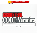 Placa Resident Evil Code: Veronica – Letreiro Logo Gamer, Enfeite Estante 🧬💎