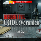 Placa Resident Evil Code: Veronica – Letreiro Logo Gamer, Enfeite Estante 🧬💎