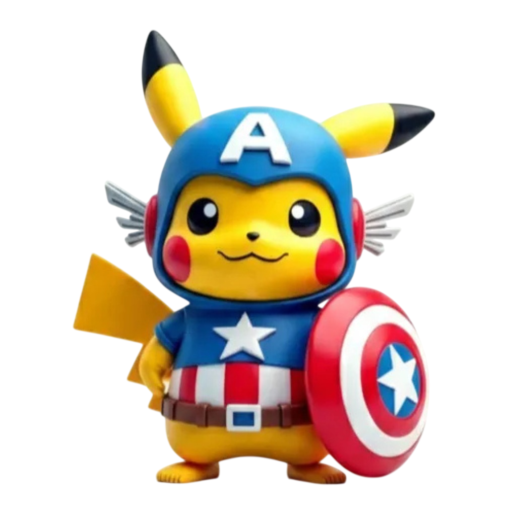 Pikachu - Boneco Colecionável - Vingadores Capitão América Premium ⚡🛡️💎