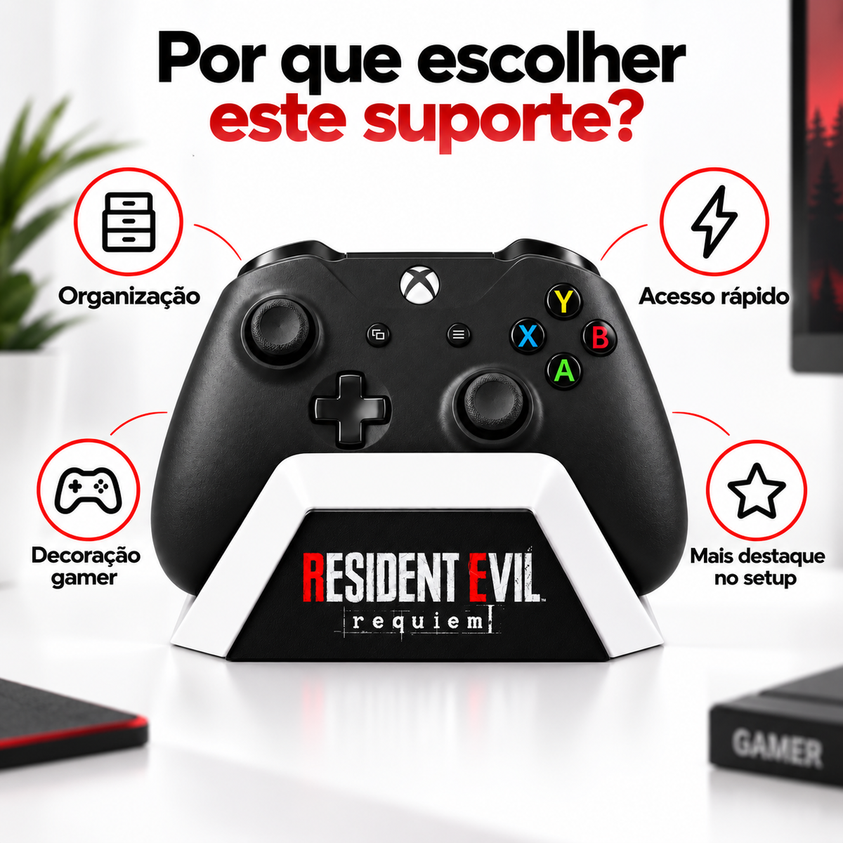 Suporte Para Controle Xbox One Series Gamer Mesa Setup