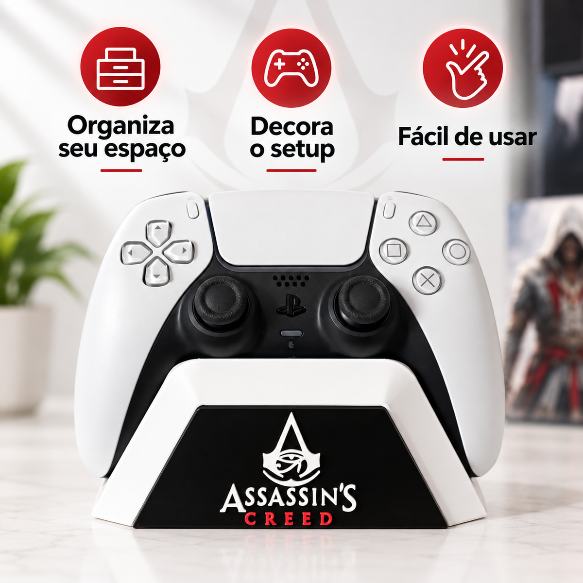 Suporte para Controle PS5 Assassin's Creed Base Gamer Decorativa