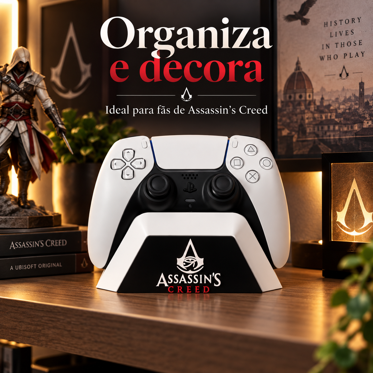 Suporte para Controle PS5 Assassin's Creed Base Gamer Decorativa