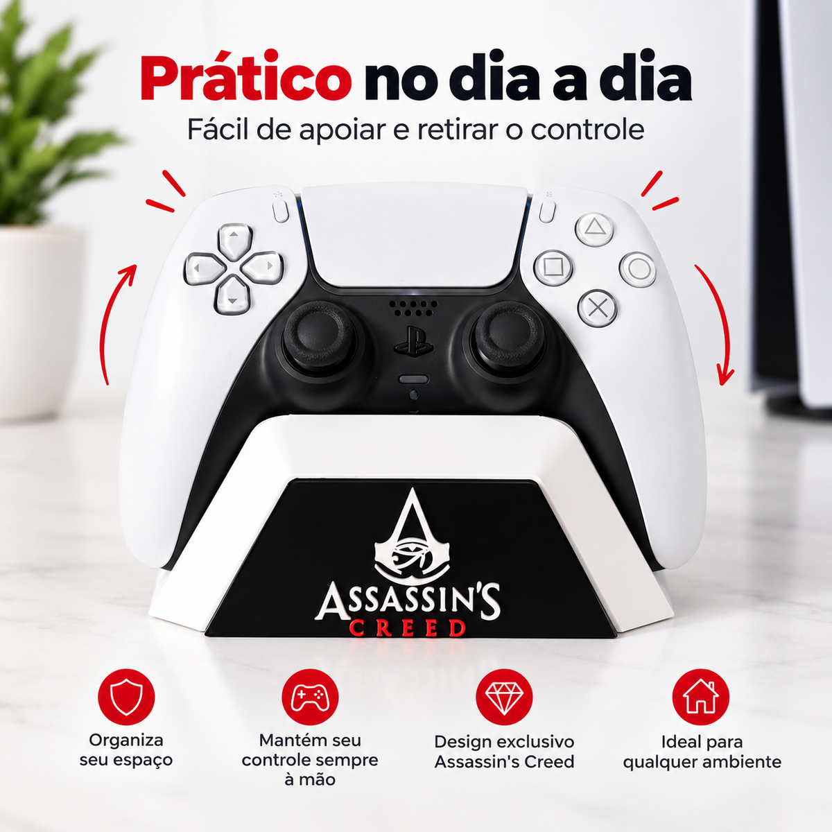 Suporte para Controle PS5 Assassin's Creed Base Gamer Decorativa