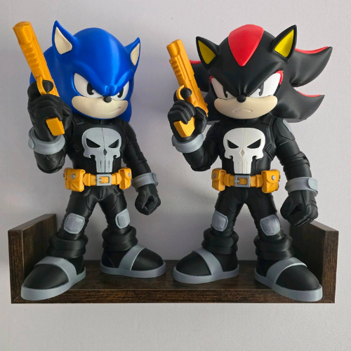 Boneco Shadow Justiceiro - Action Figure Colecionável - Estátua Sonic Justiceiro, Enfeite Gamer 🦔💀