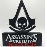 Placa Assassin's Creed Black Flag – Letreiro Gamer Mesa, Enfeite Setup, Caveira 💀⚔️