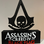 Placa Assassin's Creed Black Flag – Letreiro Gamer Mesa, Enfeite Setup, Caveira 💀⚔️