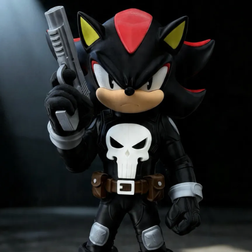 Boneco Shadow Justiceiro - Action Figure Colecionável - Estátua Sonic Justiceiro, Enfeite Gamer 🦔💀