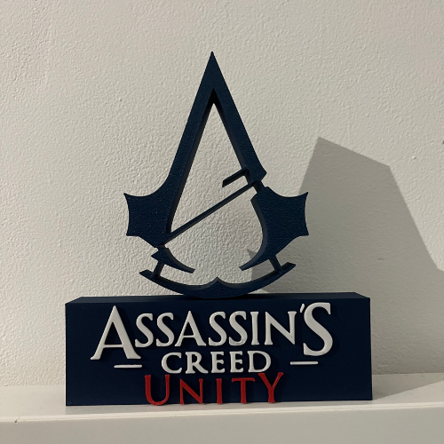 Placa Assassin's Creed Unity – Letreiro Gamer Mesa, Enfeite Setup, Revolução ⚔️⚜️