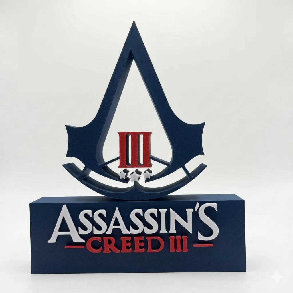 Placa Assassin's Creed 3 – Letreiro Gamer Mesa, Enfeite Setup, Connor Kenway 🪓🦅