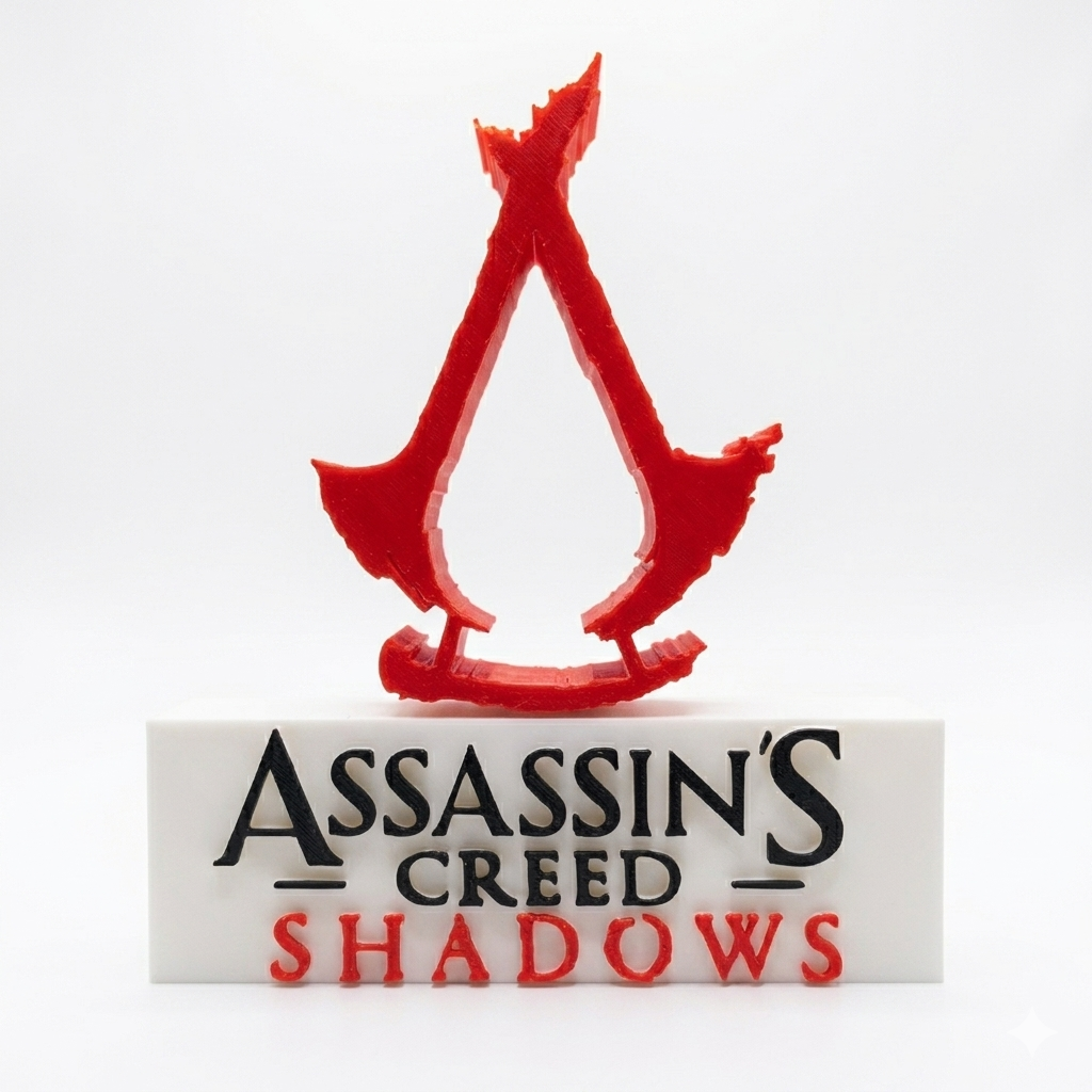 Placa Assassin's Creed Shadows – Letreiro Gamer Mesa, Enfeite Setup, Japão Feudal ⚔️🥷