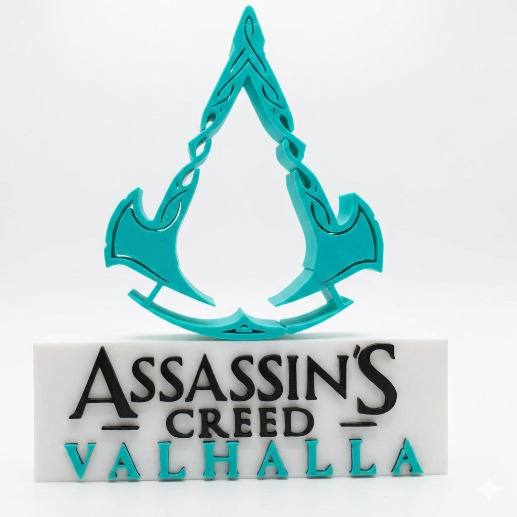 Placa Assassin's Creed Valhalla – Letreiro Gamer Mesa, Enfeite Setup, Eivor Viking 🪓🛡️