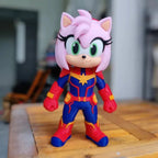 Amy Rose Capitã Marvel - Boneco Action Figure - Edição Especial Mashup Sonic x Avengers 🦸‍♀️✨