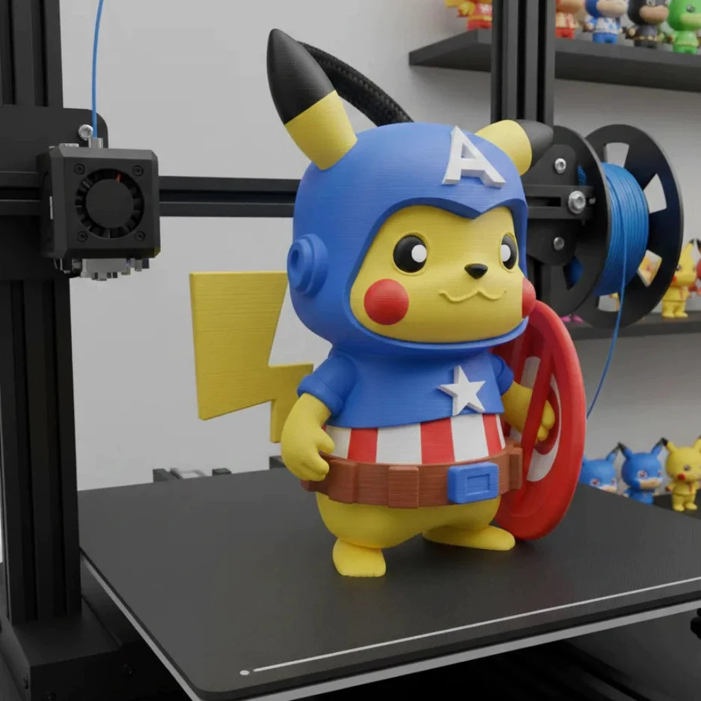 Pikachu - Boneco Colecionável - Vingadores Capitão América Premium ⚡🛡️💎