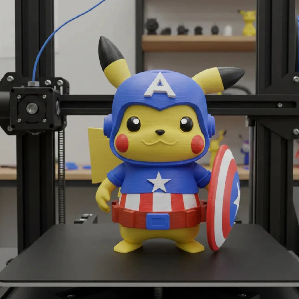 Pikachu - Boneco Colecionável - Vingadores Capitão América Premium ⚡🛡️💎