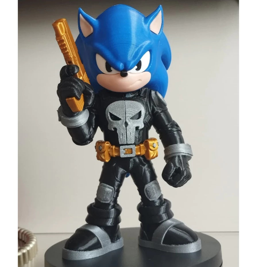 Sonic Justiceiro - Action Figure  - Grande 30cm Estátua Anti-Herói Luxo 🌑🌀✨