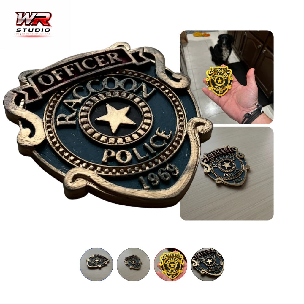 Distintivo Raccoon Police R.P.D. - leon kennedy re9 -  Resident Evil Colecionador 🔥💎🎬