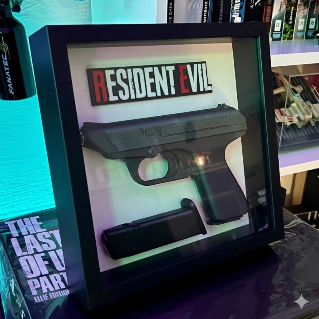 Kit Placa Decorativa Gamer Símbolo Geek Logo Jogo Resident Evil Para Setup Gamer