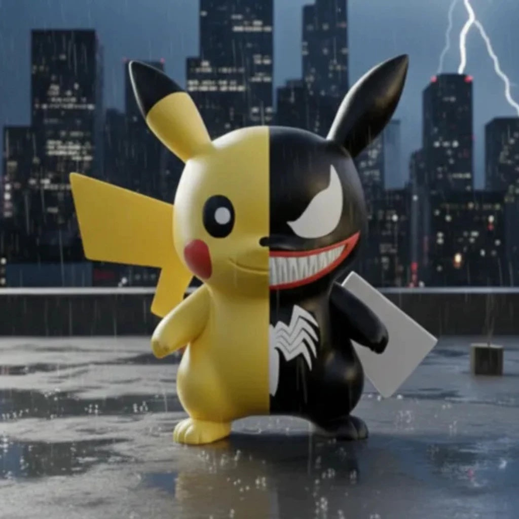 Pikachu Venom Marvel Pokémon - Action Figure - Crossover Premium ⚡🕷️✨